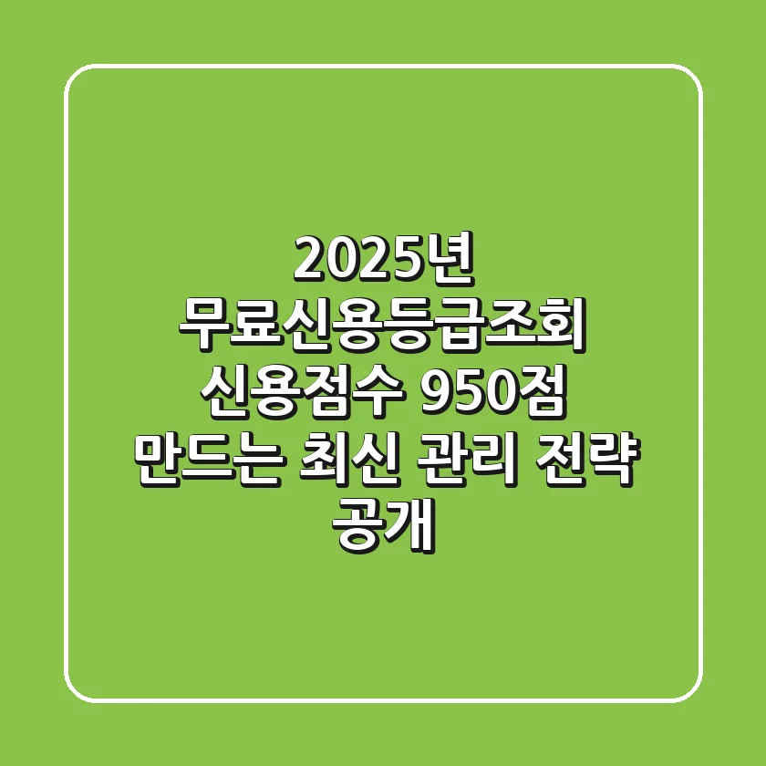 2025년 무료신용등급조회: 신용점수 950점 만드는 최신 관리 전략 공개