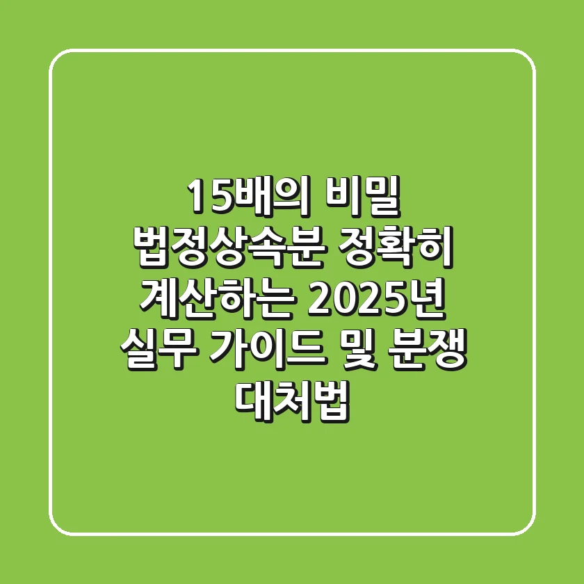 "1.5배의 비밀", 법정상속분 정확히 계산하는 2025년 실무 가이드 및 분쟁 대처법
