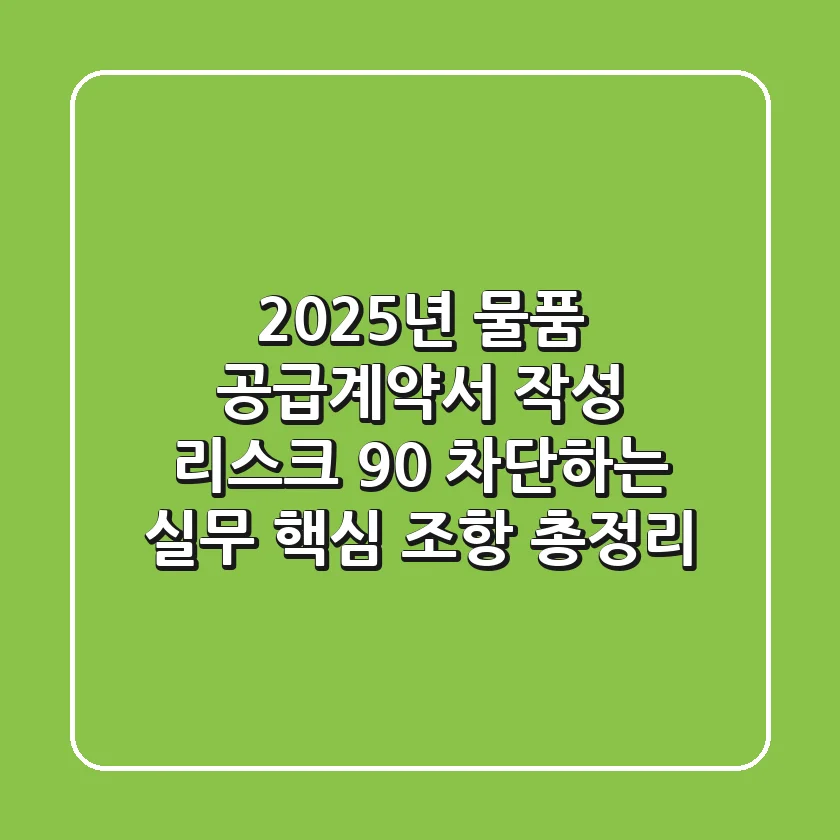 2025년 물품 공급계약서 작성, 리스크 90% 차단하는 실무 핵심 조항 총정리