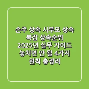 "손주 상속, 시부모 상속" 복잡 상속순위 2025년 실무 가이드: 놓치면 안 될 4가지 원칙 총정리