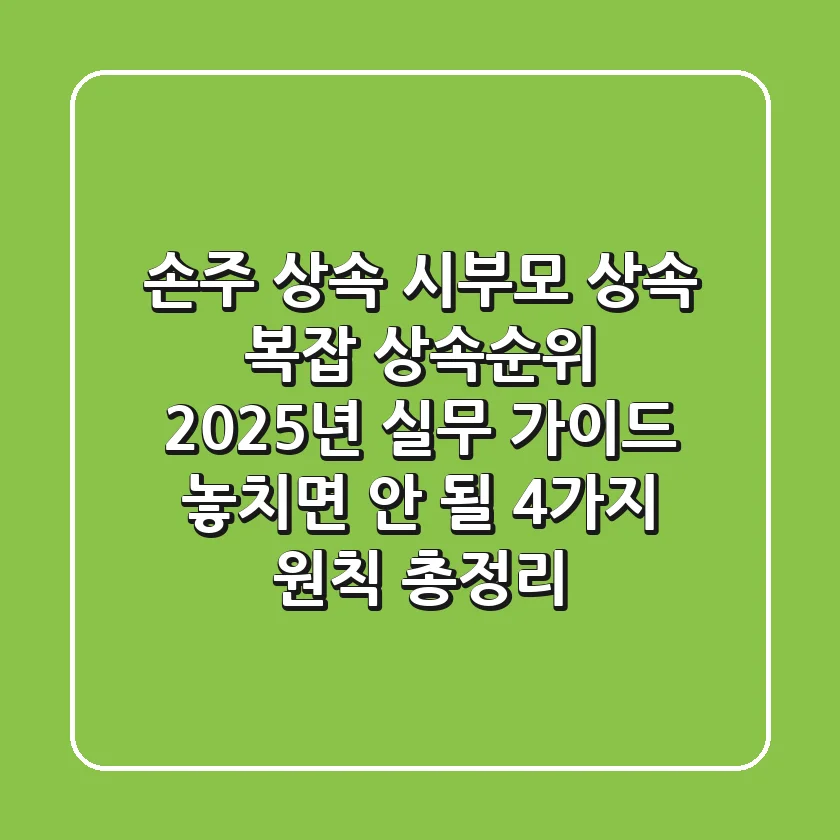 "손주 상속, 시부모 상속" 복잡 상속순위 2025년 실무 가이드: 놓치면 안 될 4가지 원칙 총정리