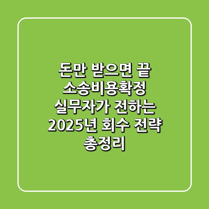 "돈만 받으면 끝?", 소송비용확정 실무자가 전하는 2025년 회수 전략 총정리