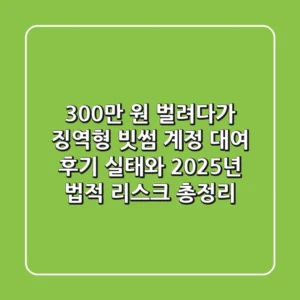 "300만 원 벌려다가 징역형?", 빗썸 계정 대여 후기 실태와 2025년 법적 리스크 총정리