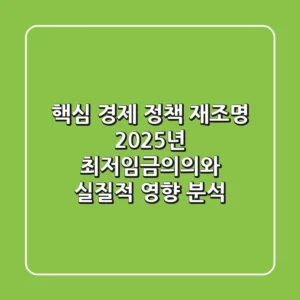 "핵심 경제 정책 재조명", 2025년 최저임금의의와 실질적 영향 분석