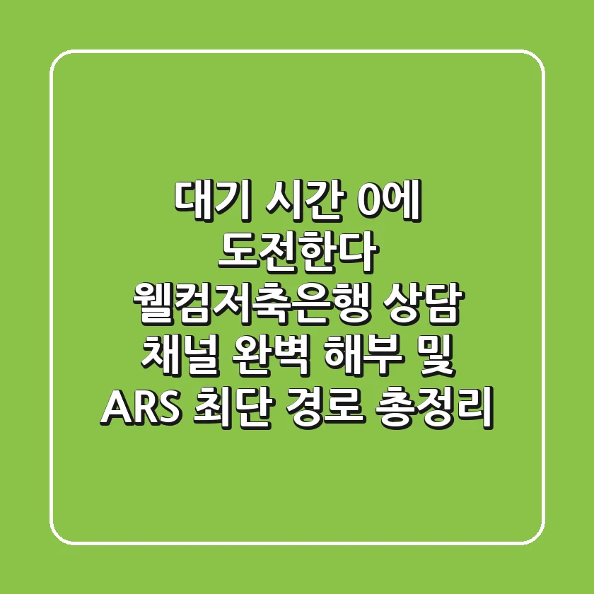 “대기 시간 0에 도전한다”, 웰컴저축은행 상담 채널 완벽 해부 및 ARS 최단 경로 총정리