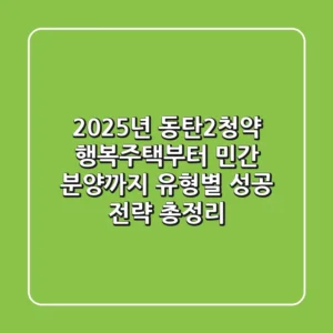 "2025년 동탄2청약, 행복주택부터 민간 분양까지" 유형별 성공 전략 총정리