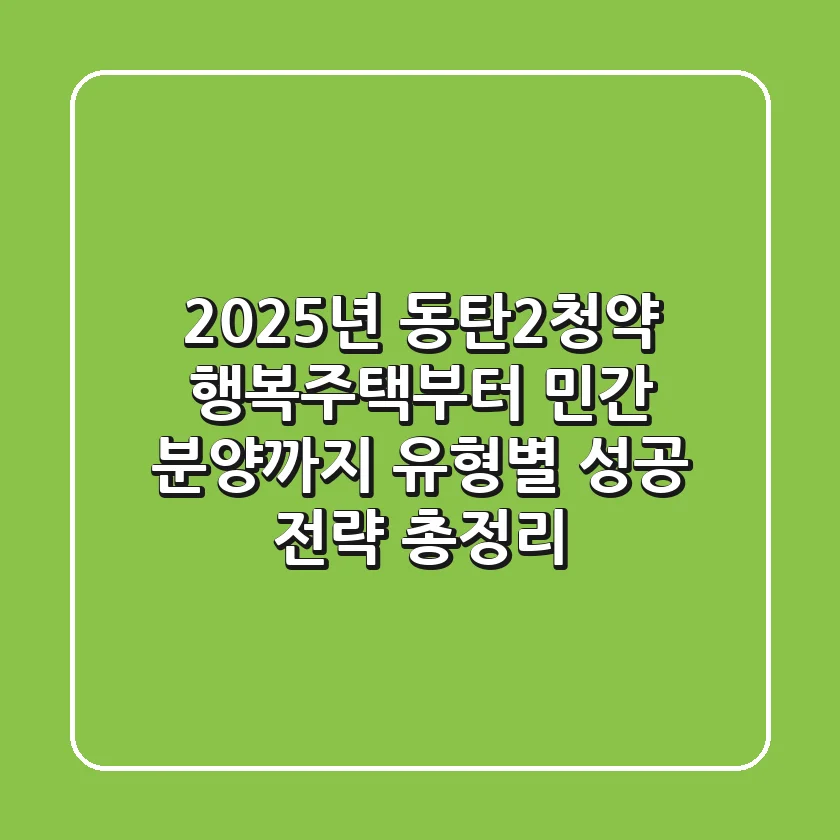 "2025년 동탄2청약, 행복주택부터 민간 분양까지" 유형별 성공 전략 총정리