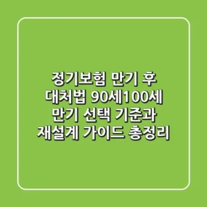 "정기보험 만기 후 대처법", 90세/100세 만기 선택 기준과 재설계 가이드 총정리