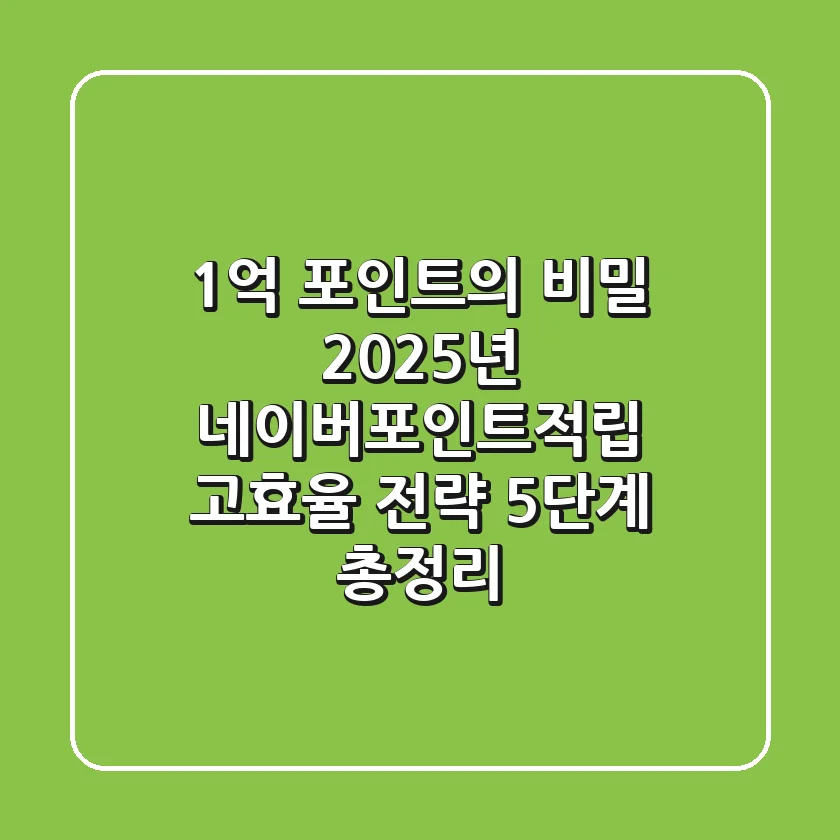 “1억 포인트의 비밀”, 2025년 네이버포인트적립 고효율 전략 5단계 총정리