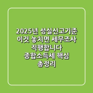2025년 성실신고기준, '이것' 놓치면 세무조사 직행합니다. 종합소득세 핵심 총정리