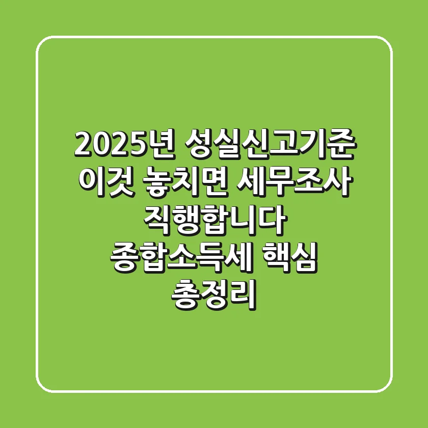 2025년 성실신고기준, '이것' 놓치면 세무조사 직행합니다. 종합소득세 핵심 총정리