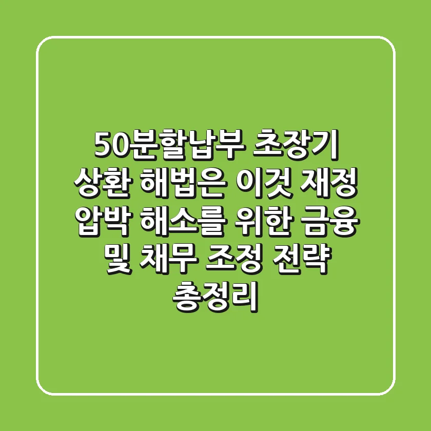 "50분할납부, 초장기 상환 해법은 이것" 재정 압박 해소를 위한 금융 및 채무 조정 전략 총정리