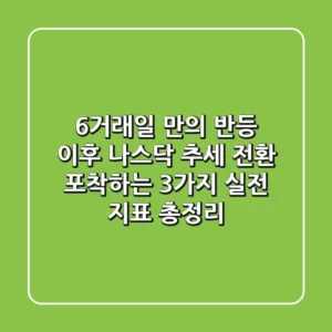"6거래일 만의 반등 이후", 나스닥 추세 전환 포착하는 3가지 실전 지표 총정리