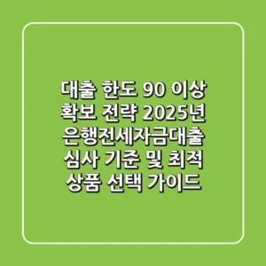 "대출 한도 90% 이상 확보 전략", 2025년 은행전세자금대출 심사 기준 및 최적 상품 선택 가이드