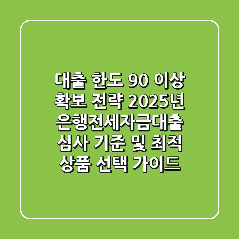 "대출 한도 90% 이상 확보 전략", 2025년 은행전세자금대출 심사 기준 및 최적 상품 선택 가이드