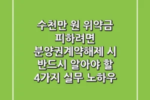 “수천만 원 위약금 피하려면”, 분양권계약해제 시 반드시 알아야 할 4가지 실무 노하우