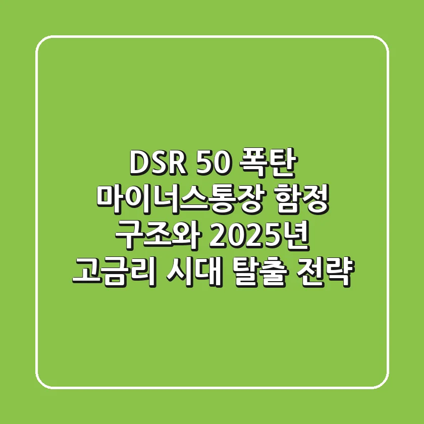 "DSR 50% 폭탄?", 마이너스통장 함정 구조와 2025년 고금리 시대 탈출 전략
