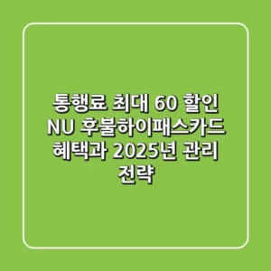 "통행료 최대 60% 할인?", NU 후불하이패스카드 혜택과 2025년 관리 전략