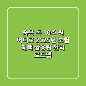 "숨은 돈 10조 원 어디로?", 2025년 보험 혜택 활용팁 완벽 로드맵