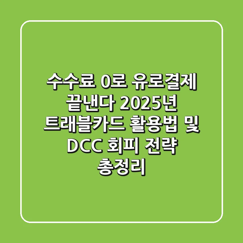 "수수료 0%로 유로결제 끝낸다", 2025년 트래블카드 활용법 및 DCC 회피 전략 총정리