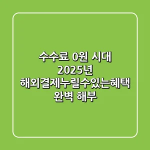 "수수료 0원 시대", 2025년 해외결제누릴수있는혜택 완벽 해부