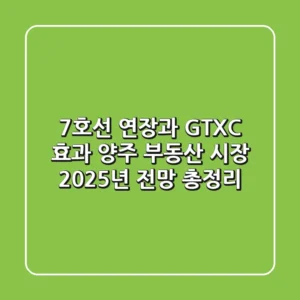"7호선 연장과 GTX-C 효과", 양주 부동산 시장 2025년 전망 총정리