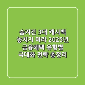 "숨겨진 3대 캐시백 놓치지 마라", 2025년 금융혜택 유형별 극대화 전략 총정리