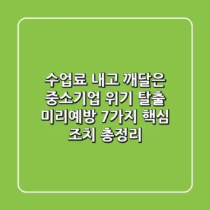 "수업료 내고 깨달은", 중소기업 위기 탈출 '미리예방 7가지 핵심 조치' 총정리