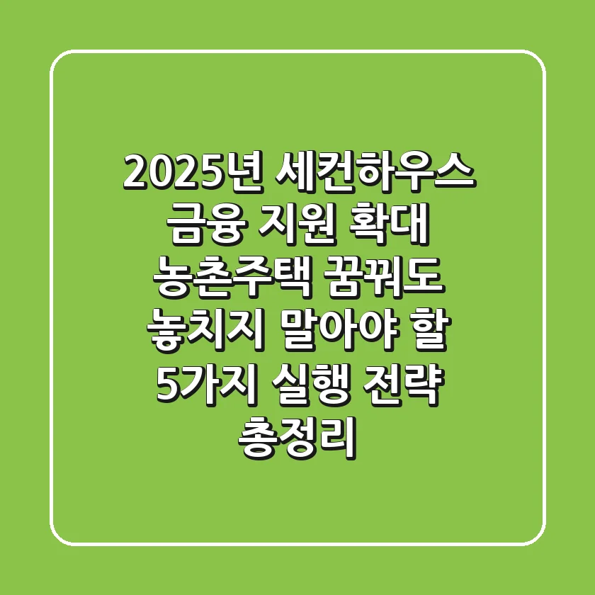 "2025년, 세컨하우스 금융 지원 확대", 농촌주택 꿈꿔도 놓치지 말아야 할 5가지 실행 전략 총정리