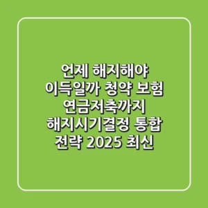 "언제 해지해야 이득일까?", 청약, 보험, 연금저축까지 해지시기결정 통합 전략 (2025 최신)