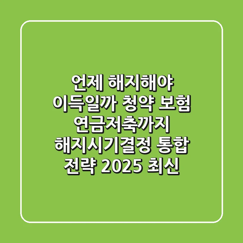 "언제 해지해야 이득일까?", 청약, 보험, 연금저축까지 해지시기결정 통합 전략 (2025 최신)