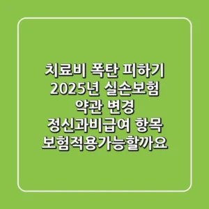 "치료비 폭탄 피하기", 2025년 실손보험 약관 변경: 정신과·비급여 항목 보험적용가능할까요?