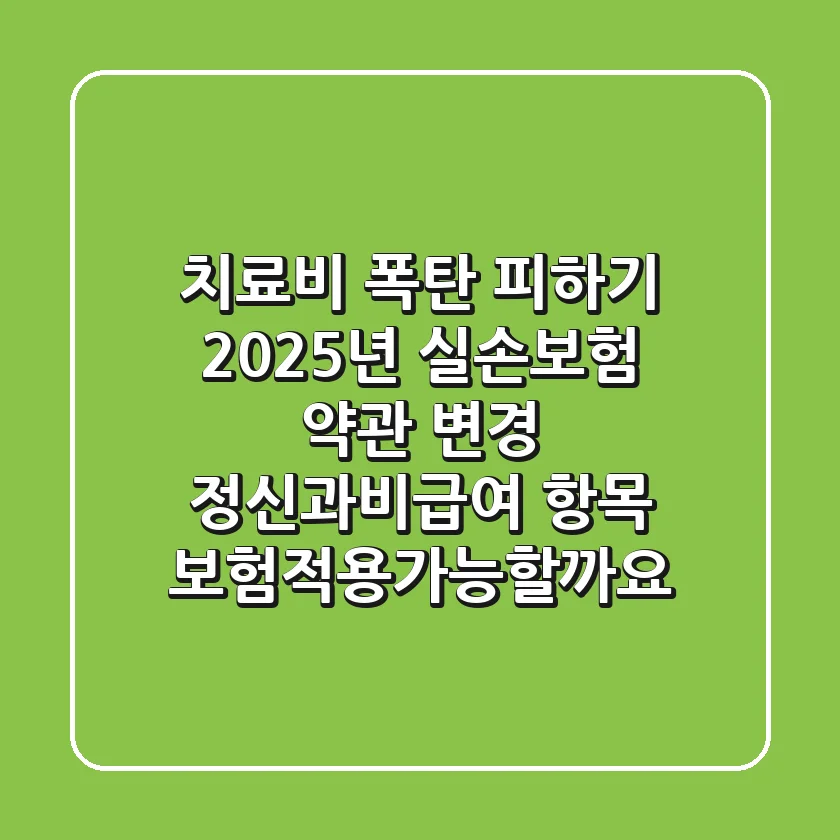 "치료비 폭탄 피하기", 2025년 실손보험 약관 변경: 정신과·비급여 항목 보험적용가능할까요?