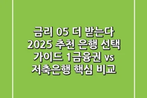 “금리 0.5% 더 받는다”, 2025 추천 은행 선택 가이드: 1금융권 vs 저축은행 핵심 비교
