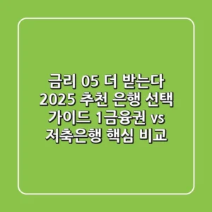 "금리 0.5% 더 받는다", 2025 추천 은행 선택 가이드: 1금융권 vs 저축은행 핵심 비교