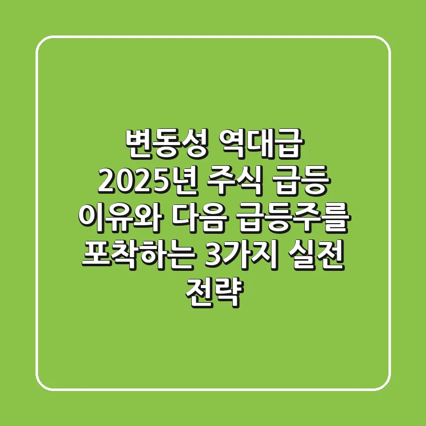 "변동성 역대급", 2025년 주식 급등 이유와 다음 급등주를 포착하는 3가지 실전 전략