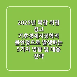 "2025년 복합 위협 경고", 기후·경제·지정학적 불안정으로 발생하는 5가지 영향 및 대응 전략