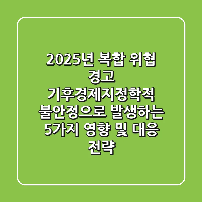 "2025년 복합 위협 경고", 기후·경제·지정학적 불안정으로 발생하는 5가지 영향 및 대응 전략