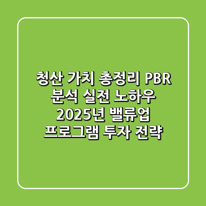"청산 가치 총정리", PBR 분석 실전 노하우: 2025년 밸류업 프로그램 투자 전략