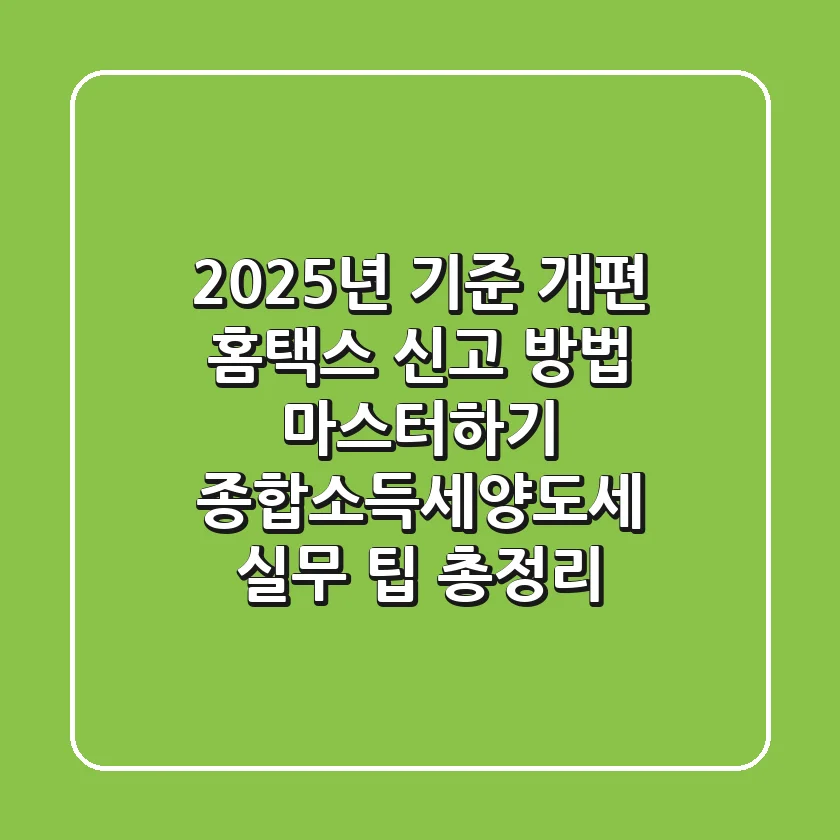 "2025년 기준 개편", 홈택스 신고 방법 마스터하기: 종합소득세·양도세 실무 팁 총정리