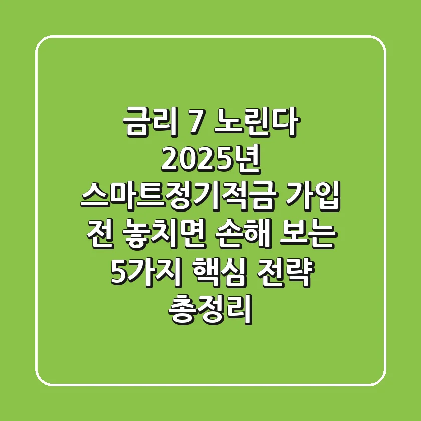 "금리 7% 노린다", 2025년 스마트정기적금 가입 전 놓치면 손해 보는 5가지 핵심 전략 총정리