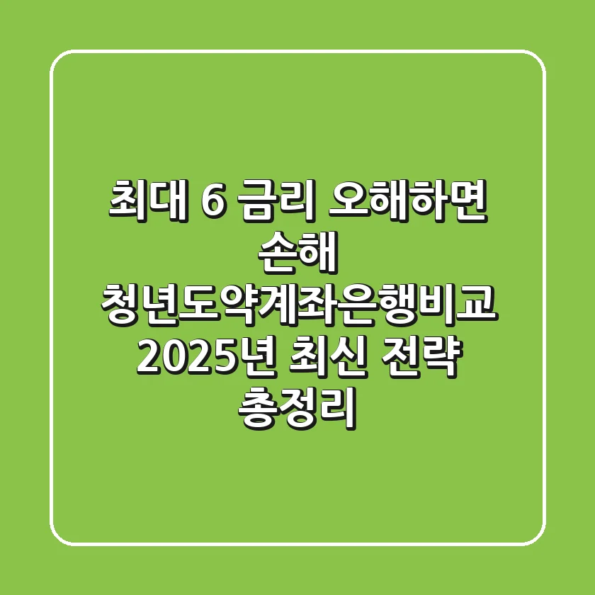 "최대 6% 금리 오해하면 손해", 청년도약계좌은행비교 2025년 최신 전략 총정리