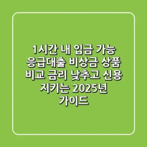 "1시간 내 입금 가능?" 응급대출 비상금 상품 비교, 금리 낮추고 신용 지키는 2025년 가이드