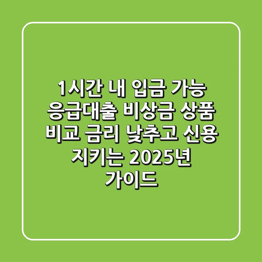 "1시간 내 입금 가능?" 응급대출 비상금 상품 비교, 금리 낮추고 신용 지키는 2025년 가이드
