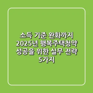 "소득 기준 완화까지", 2025년 행복주택청약 성공을 위한 실무 전략 5가지