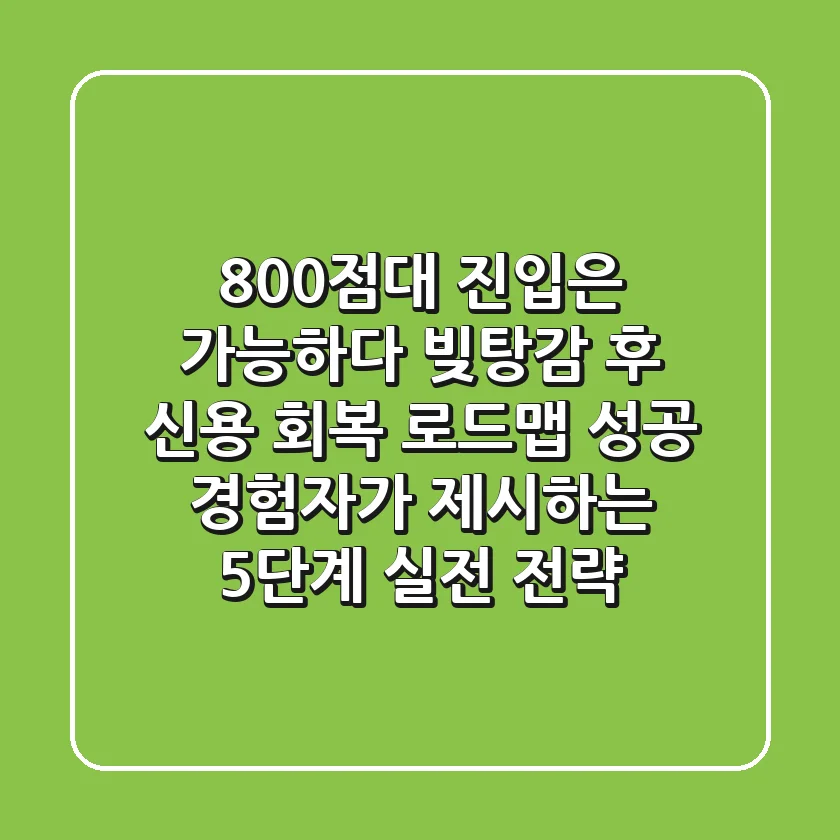 "800점대 진입은 가능하다", 빚탕감 후 신용 회복 로드맵: 성공 경험자가 제시하는 5단계 실전 전략