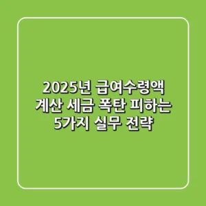 "2025년 급여수령액 계산, 세금 폭탄 피하는 5가지 실무 전략"