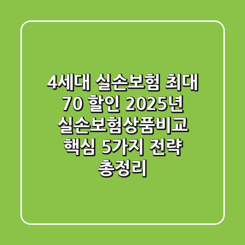 "4세대 실손보험 최대 70% 할인?", 2025년 실손보험상품비교 핵심 5가지 전략 총정리