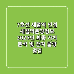 "7호선 새절역 인접", 새절역분양정보 2025년 최종 가치 분석 및 잔여 물량 점검