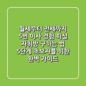 "월세부터 전세까지 5번 이사 경험 피셜", 자취방 구하는 법 5단계, 초보자를 위한 완벽 가이드